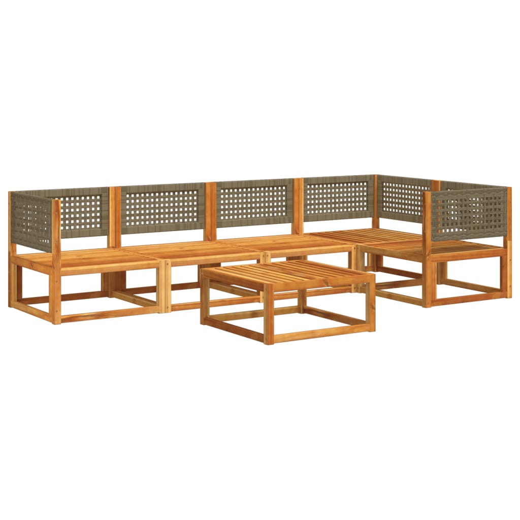 Set di divani da giardino 6 pezzi con cuscini in legno di acacia e rattan