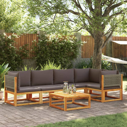 Set di divani da giardino 6 pezzi con cuscini in legno di acacia e rattan