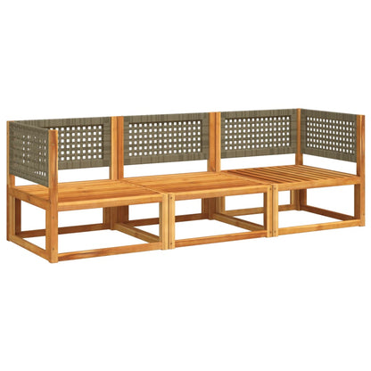 Set di divani da giardino 3 pezzi con cuscini in legno di acacia e rattan