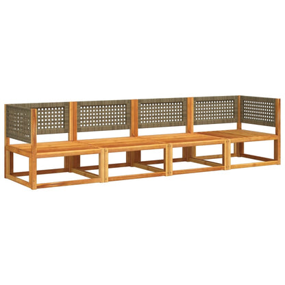 Set di divani da giardino 4 pezzi con cuscini in legno di acacia e rattan