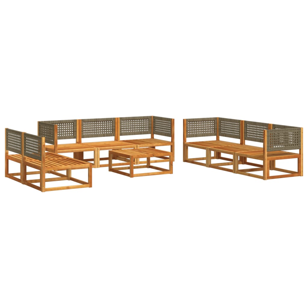 Set di divani da giardino 9 pezzi con cuscini in legno di acacia e rattan