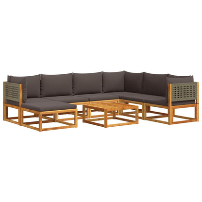 Set di divani da giardino 8 pezzi con cuscini in legno di acacia e rattan