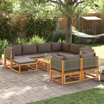 Set di divani da giardino 10 pezzi con cuscini in legno di acacia e rattan