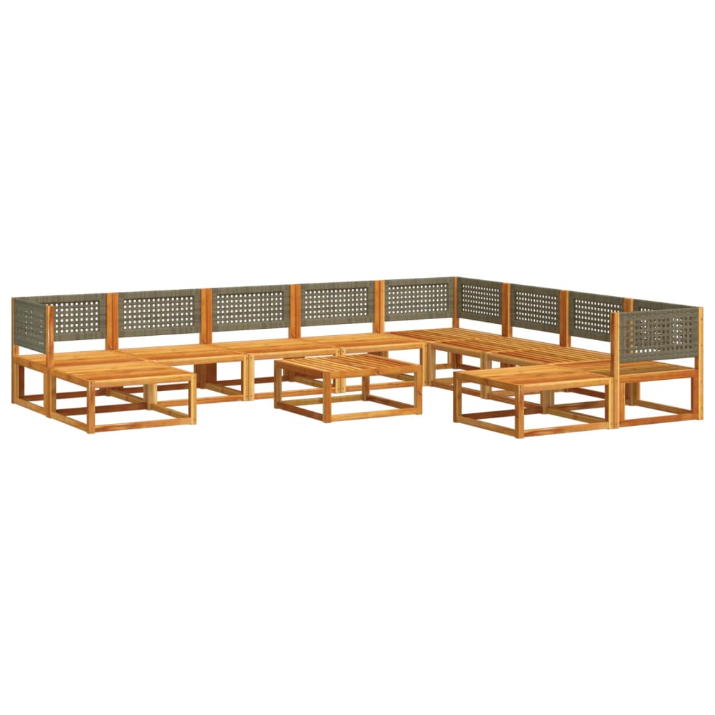 Set di divani da giardino 11 pz con cuscini in legno di acacia e rattan