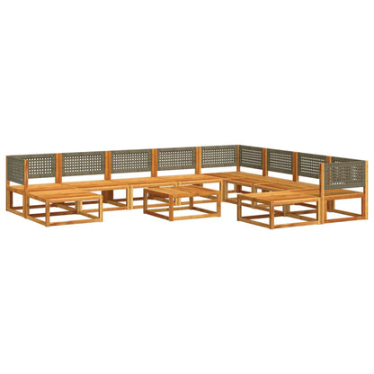 Set di divani da giardino 11 pz con cuscini in legno di acacia e rattan