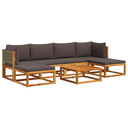 Set di divani da giardino 7 pezzi con cuscini in legno di acacia e rattan