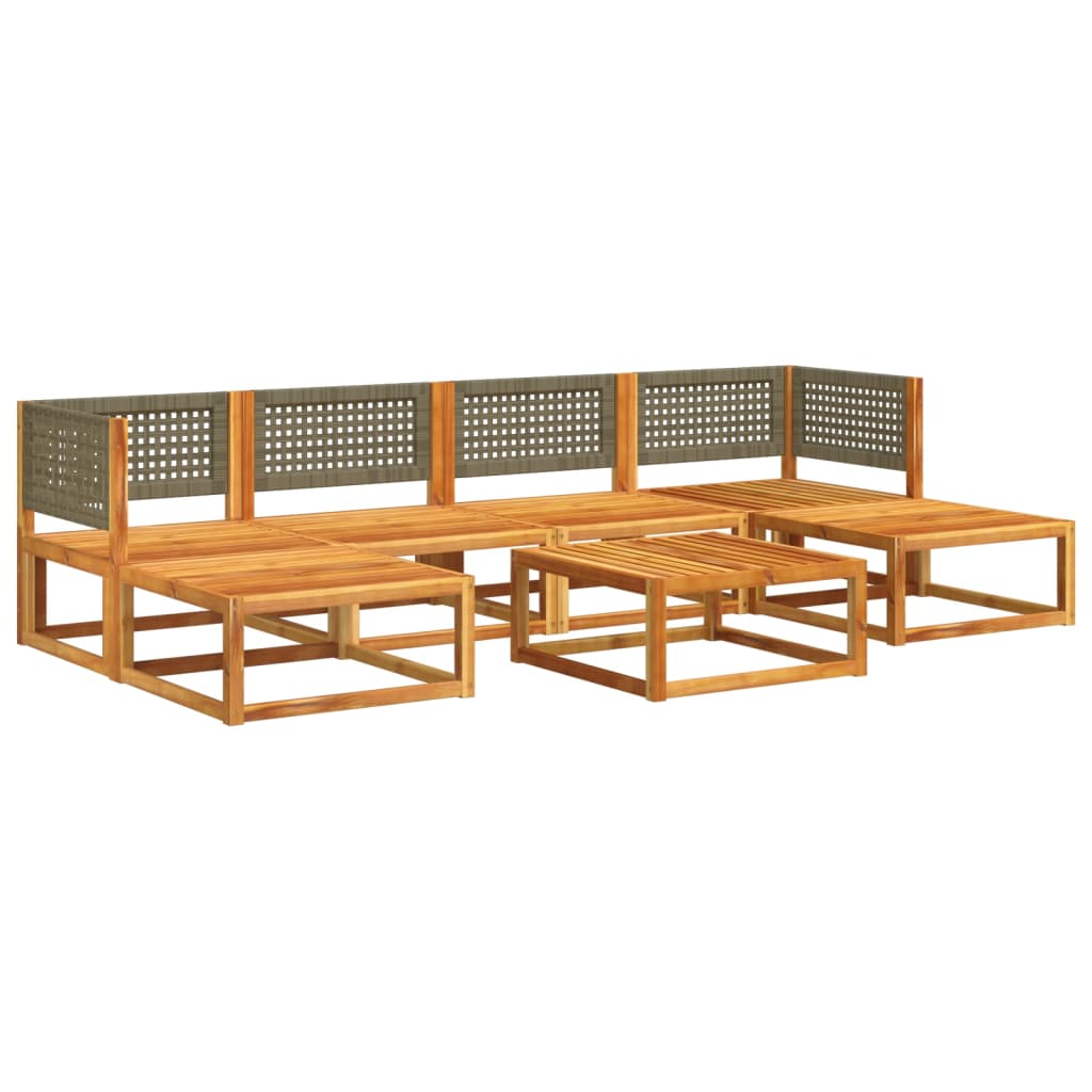 Set di divani da giardino 7 pezzi con cuscini in legno di acacia e rattan