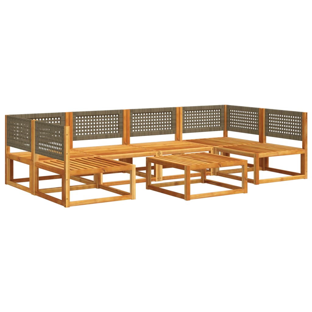 Set di divani da giardino 7 pezzi con cuscini in legno di acacia e rattan