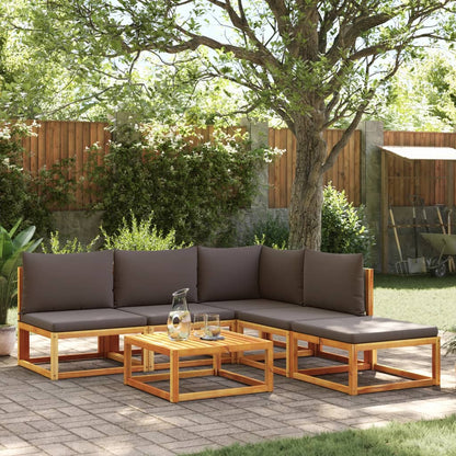 Set di divani da giardino 6 pezzi con cuscini in legno di acacia e rattan