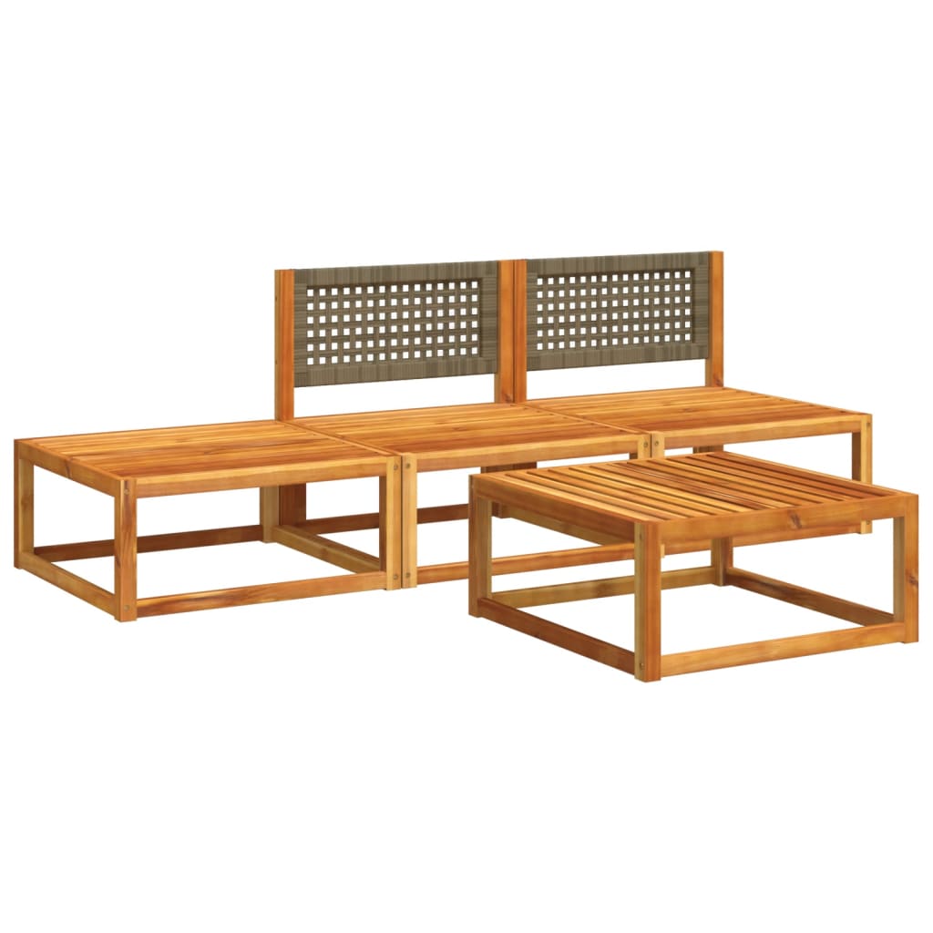 Set di divani da giardino 4 pezzi con cuscini in legno di acacia e rattan