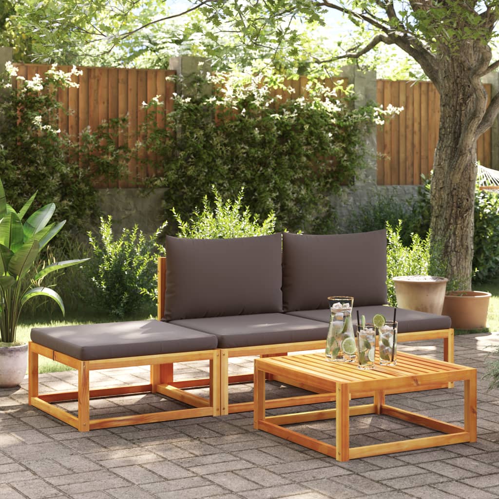 Set di divani da giardino 4 pezzi con cuscini in legno di acacia e rattan