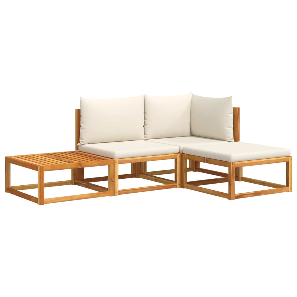 Set di divani da giardino 4 pezzi con cuscini in legno di acacia e rattan