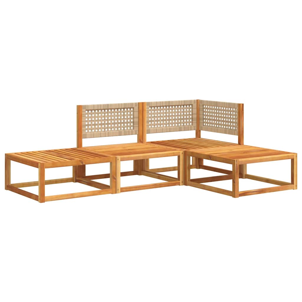 Set di divani da giardino 4 pezzi con cuscini in legno di acacia e rattan