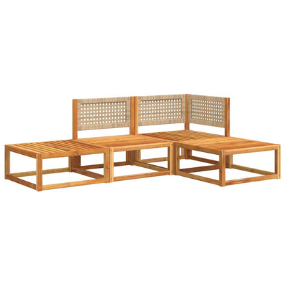 Set di divani da giardino 4 pezzi con cuscini in legno di acacia e rattan