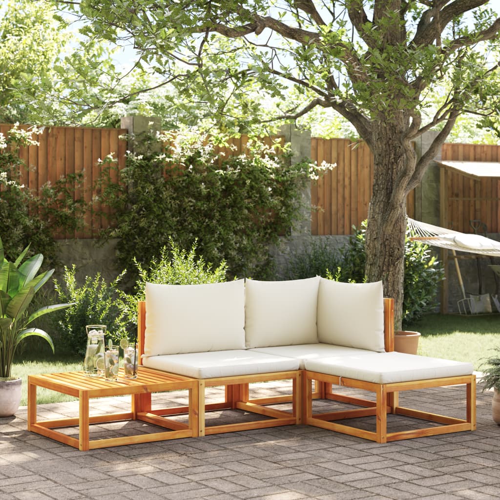 Set di divani da giardino 4 pezzi con cuscini in legno di acacia e rattan