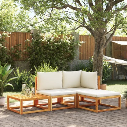 Set di divani da giardino 4 pezzi con cuscini in legno di acacia e rattan