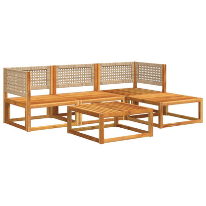 Set di divani da giardino 5 pezzi con cuscini in legno di acacia e rattan