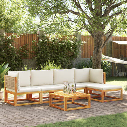 Set di divani da giardino 6 pezzi con cuscini in legno di acacia e rattan