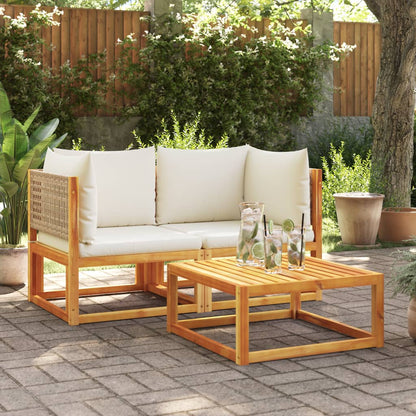 Divani da Giardino Angolari con Cuscini 2 pz in Legno di Acacia e Rattan
