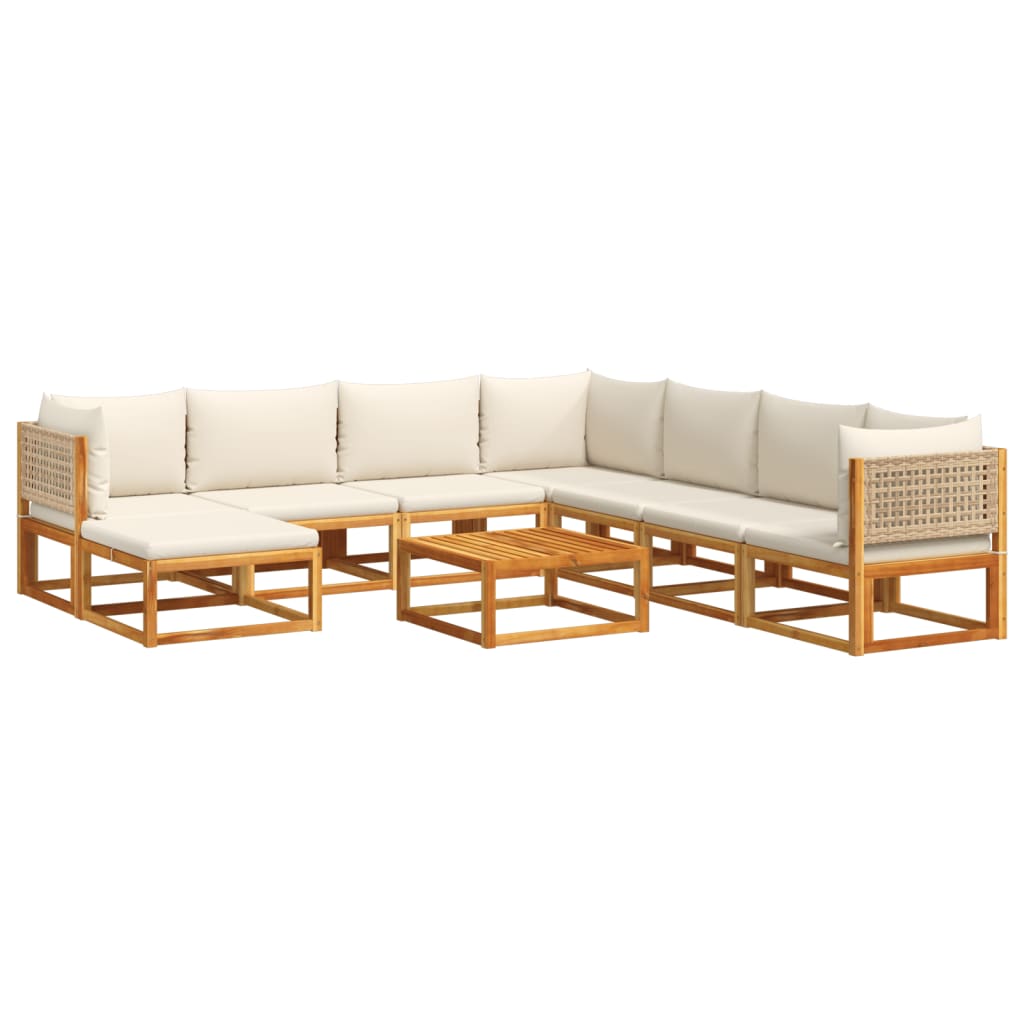 Set Divano Giardino 9 pz con Cuscini Legno Massello di Acacia