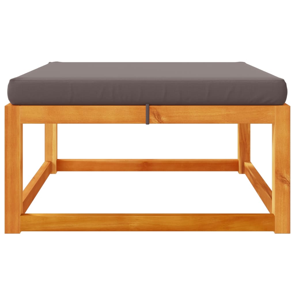 Poggiapiedi Giardino con Cuscino 65x65x29 Legno Massello Acacia
