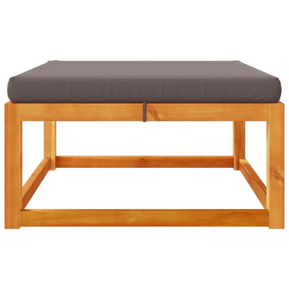 Poggiapiedi Giardino con Cuscino 65x65x29 Legno Massello Acacia