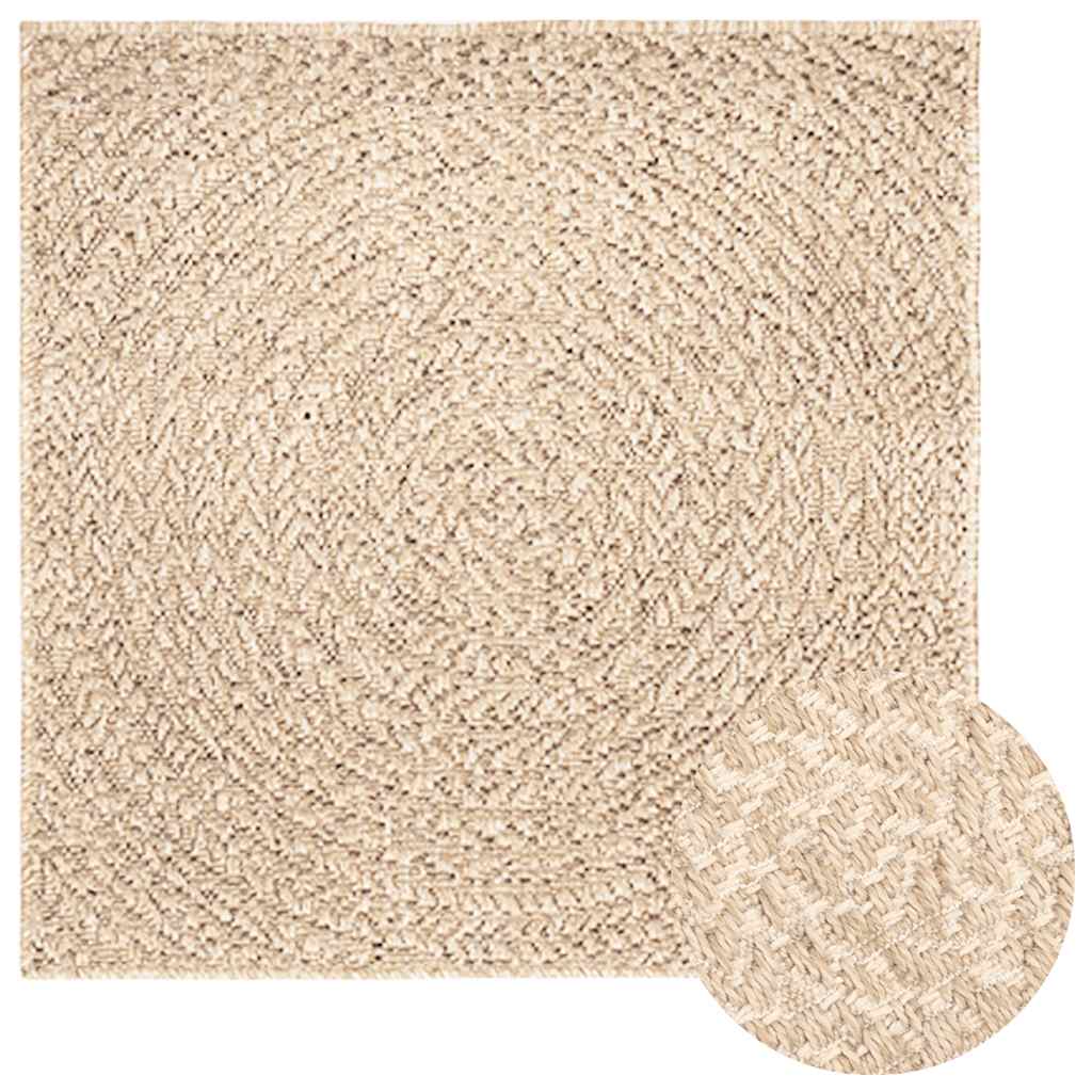 Tappeto ZIZUR Beige 200x200 cm Aspetto Iuta Interni ed Esterni