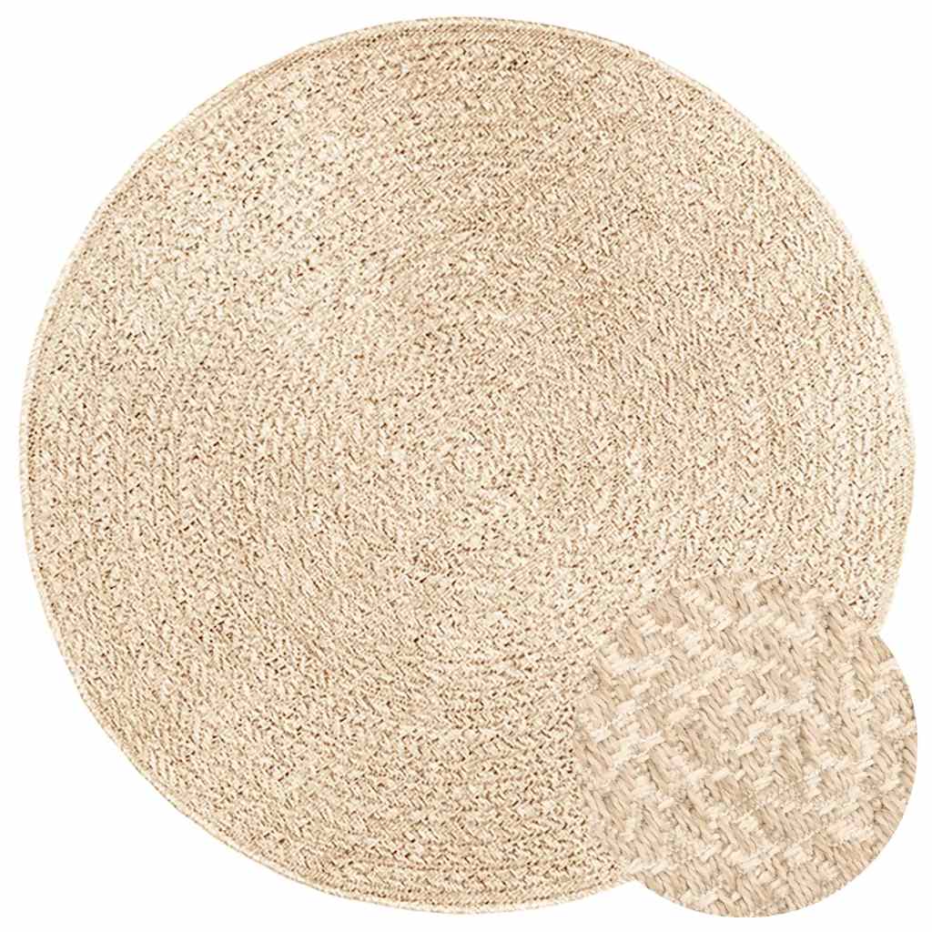 Tappeto ZIZUR Beige Ã˜ 120cm Aspetto Iuta per Interni ed Esterni