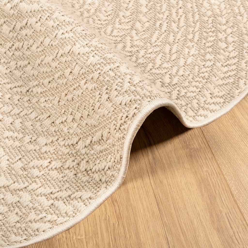 Tappeto ZIZUR Beige Ã˜ 120cm Aspetto Iuta per Interni ed Esterni