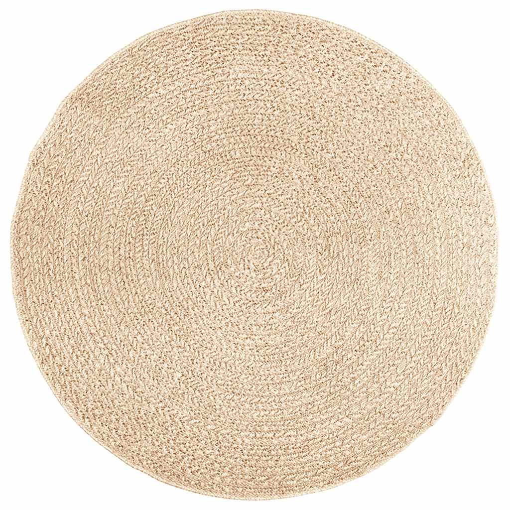 Tappeto ZIZUR Beige Ã˜ 160cm Aspetto Iuta per Interni ed Esterni