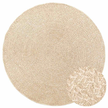 Tappeto ZIZUR Beige Ø 200cm Aspetto Iuta per Interni ed Esterni