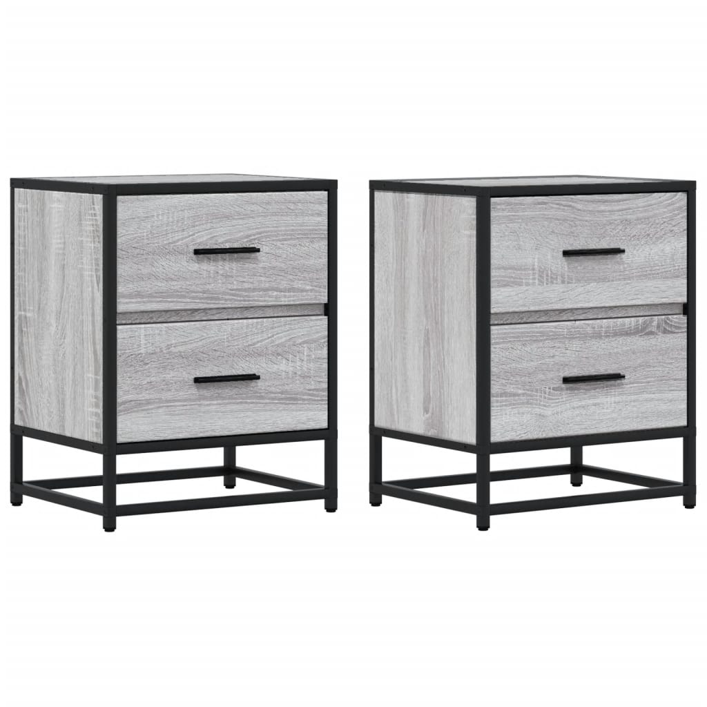 Comodini 2 pz Grigio Sonoma 40x31x50 cm in Truciolato