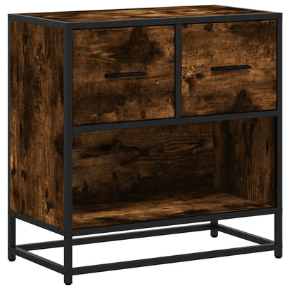 Comodino Rovere Fumo 60x31x60 cm in Legno Multistrato e Metallo