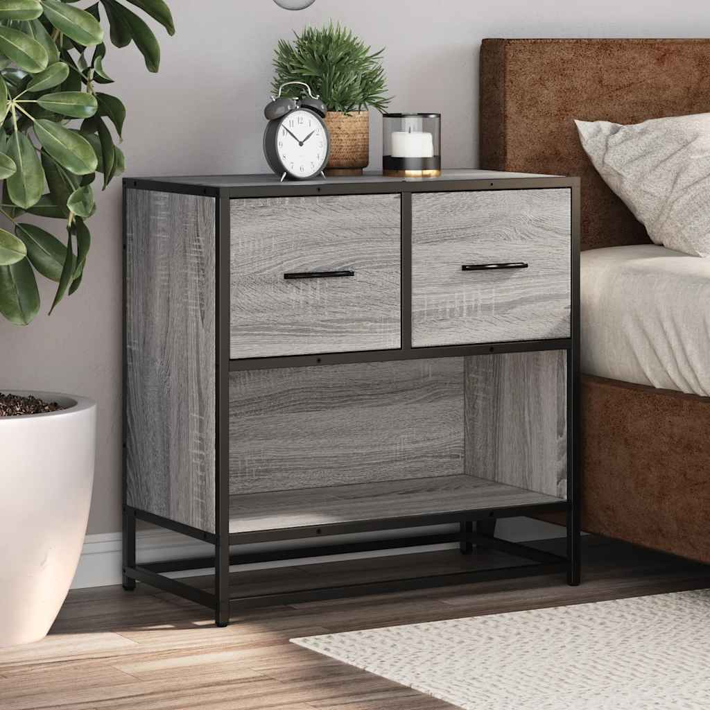 Comodino Grigio Sonoma 60x31x60 cm Legno Multistrato e Metallo