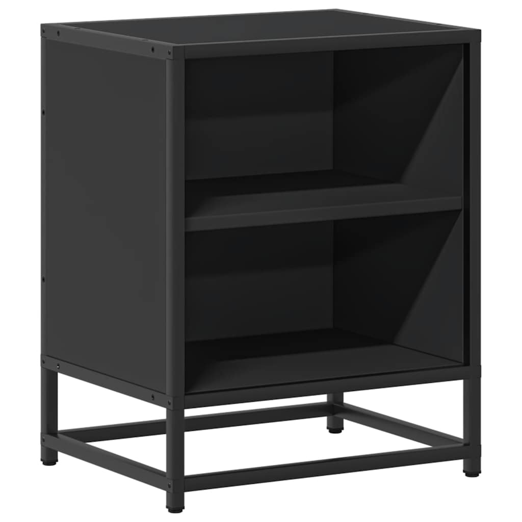 Comodino Nero 40x31x50 cm Legno Multistrato e Metallo