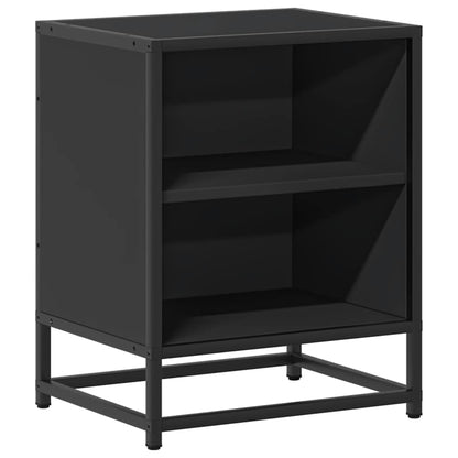 Comodino Nero 40x31x50 cm Legno Multistrato e Metallo