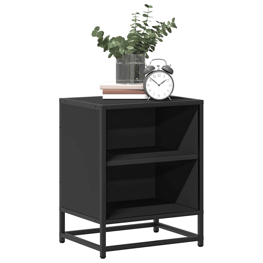 Comodini 2 pz Neri 40x31x50 Legno Multistrato e Metallo