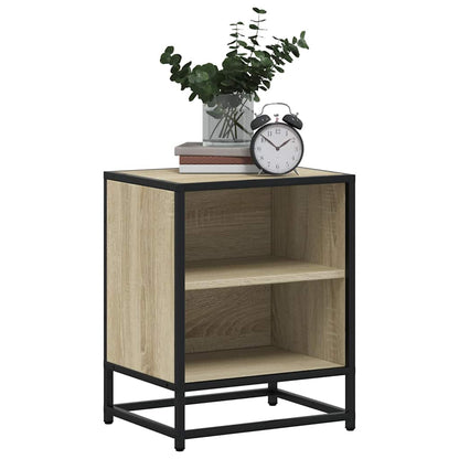 Comodino Rovere Sonoma 40x31x50 cm Legno Multistrato e Metallo
