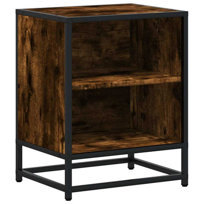 Comodino Rovere Fumo 40x31x50 cm Legno Multistrato e Metallo