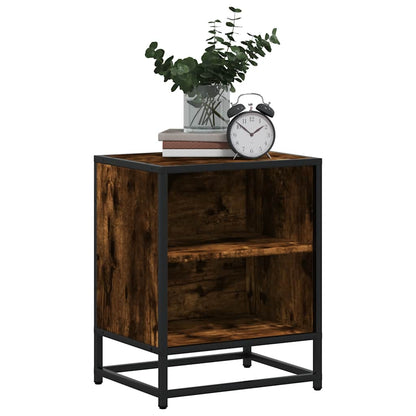 Comodino Rovere Fumo 40x31x50 cm Legno Multistrato e Metallo