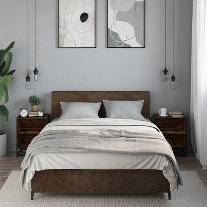 Comodini Rovere Fumo 2 pz 40x31x50 cm Legno Multistrato Metallo