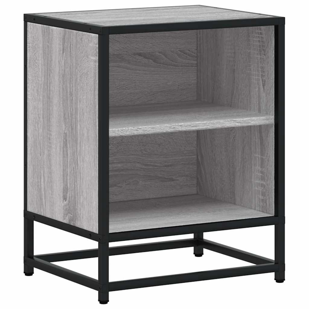 Comodino Grigio Sonoma 40x31x50 cm Legno Multistrato e Metallo
