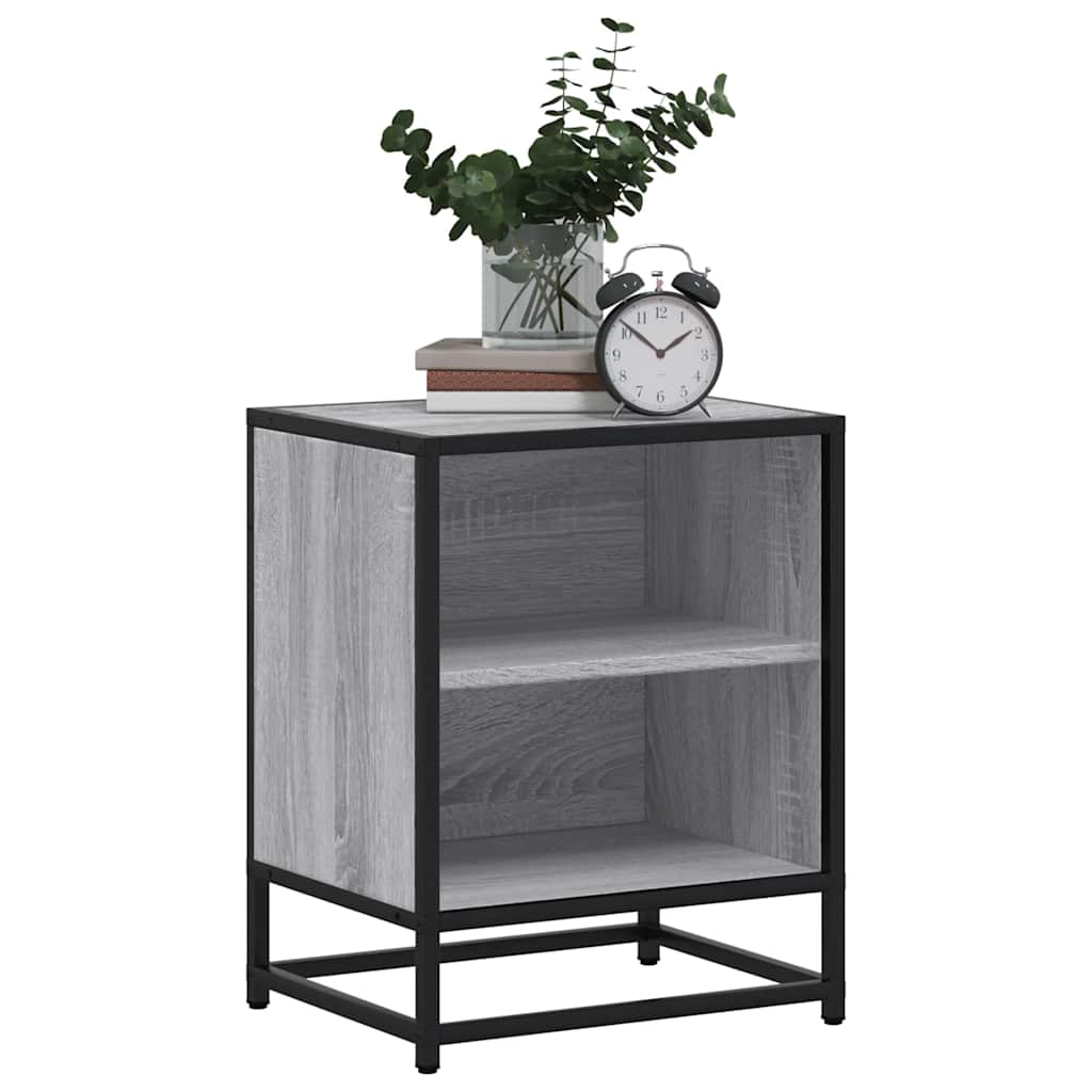 Comodini 2pz Grigio Sonoma 40x31x50cm Legno Multistrato Metallo