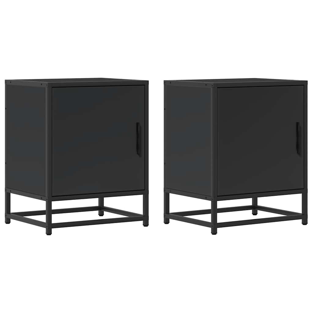 Comodino Nero 40x31x50 cm Legno Multistrato e Metallo
