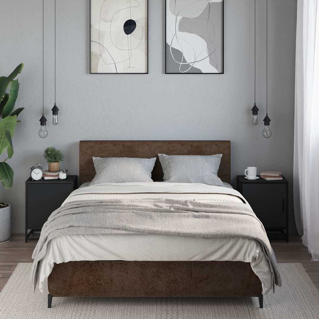 Comodini 2pz Neri 40x31x50 cm Legno Multistrato Metallo