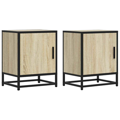Comodini 2pz Rovere Sonoma 40x31x50cm Legno Multistrato Metallo