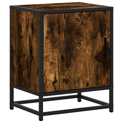 Comodino Rovere Fumo 40x31x50 cm Legno Multistrato e Metallo