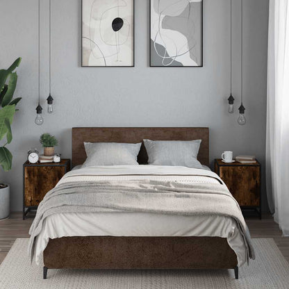 Comodini Rovere Fumo 2 pz 40x31x50 cm Legno Multistrato Metallo