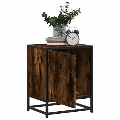 Comodini Rovere Fumo 2 pz 40x31x50 cm Legno Multistrato Metallo