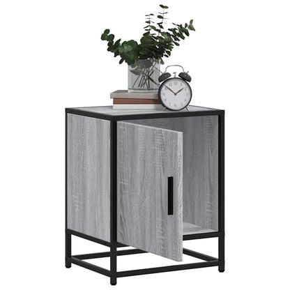 Comodino Grigio Sonoma 40x31x50 cm Legno Multistrato e Metallo